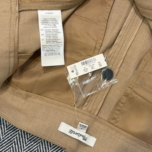 NWT Madewell The Harlow Superwide Leg Pleated Trouser Brushed Twill Tan Beige 14 - Picture 12 of 12